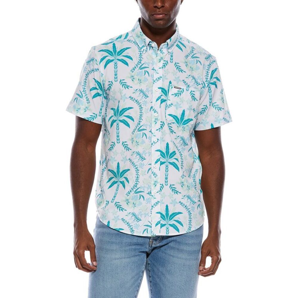 Vintage Summer Mens  Printed Shirt, White